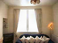 Curtains lined on standard track.